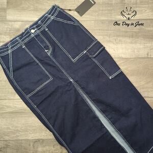 True Religion Denim Cargo Maxi Skirt Size 29 (8)